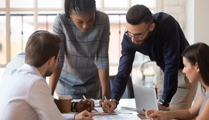 business team reviewing documents