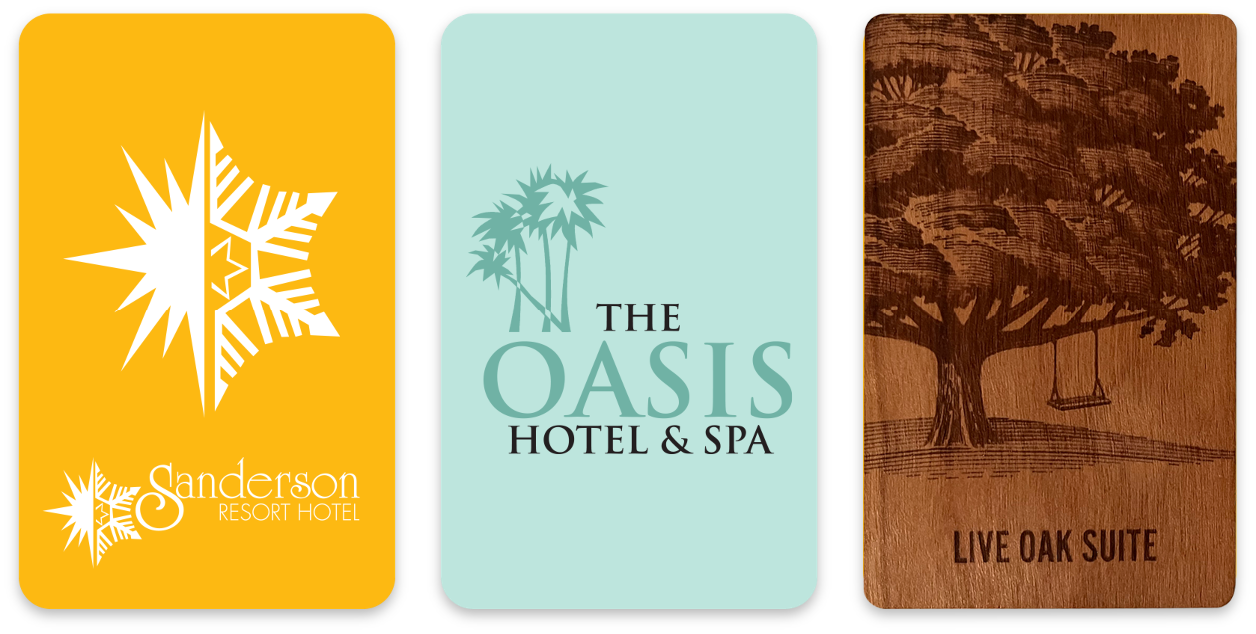 Different styles of key cards